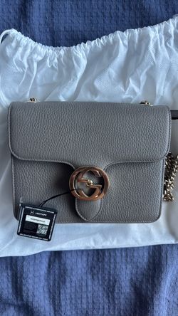 Gucci Interlocking G Leather Shoulder Bag, Gray