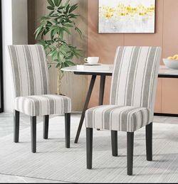 Dining/Side Chairs Gray striped Set of 4 Chairs
