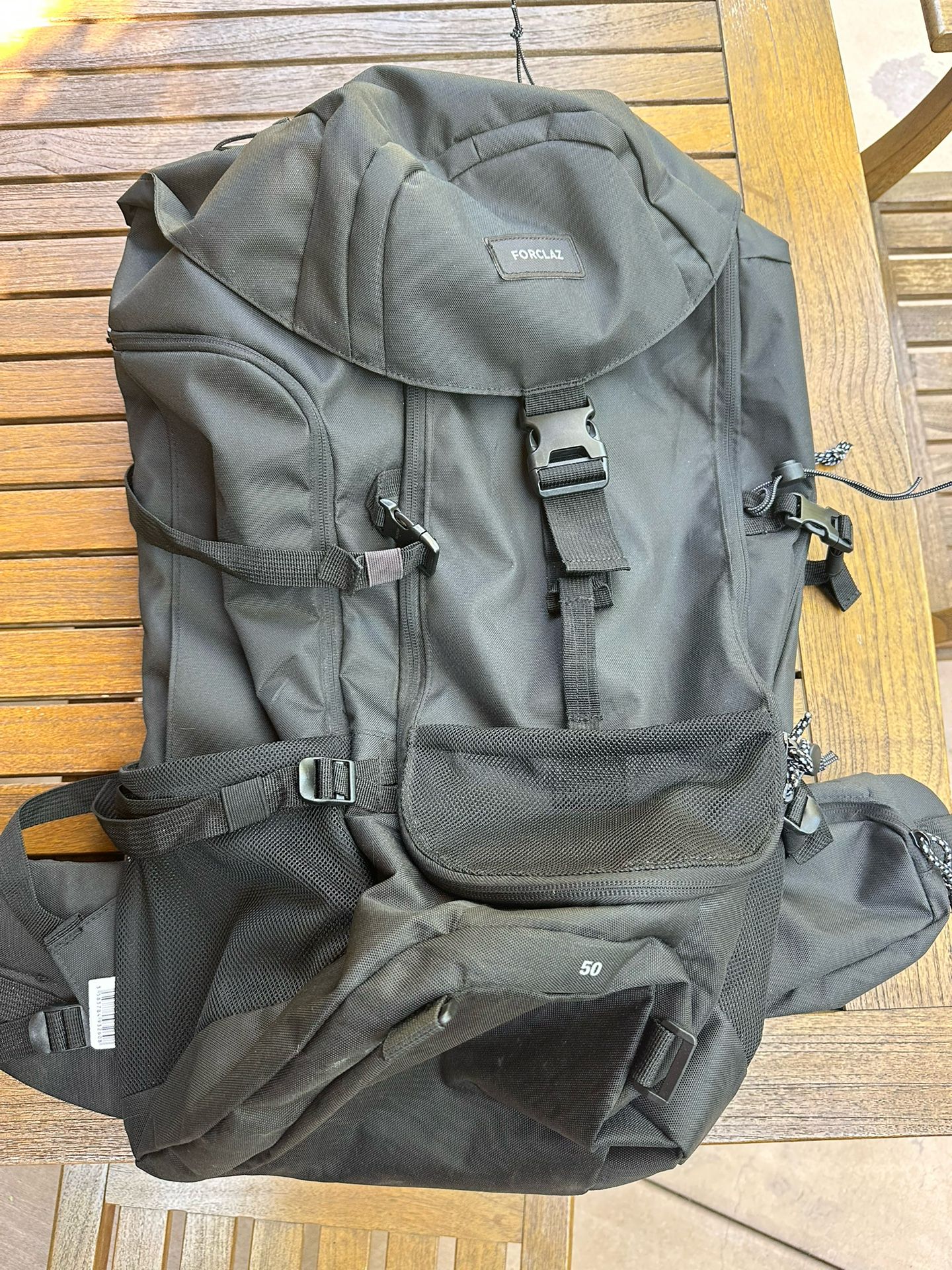 NEW Forclaz 50L Trekking Backpack – Black Hiking Rucksack with Padded Straps & Multiple Pockets