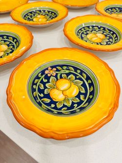 Amalfi Coast - Hand-Painted Ceramic Plates Lemon Design Set