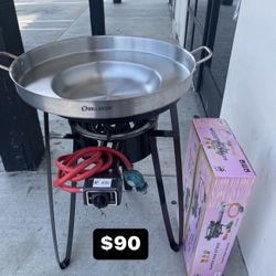 Comal De Accero De 23” Con Vase I Quemador Nuevo 3 Pcs Set En Especial