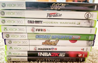 XBox 360 games Burnout Paradise,, Madden 15, Oblivion Elder Scrolls 