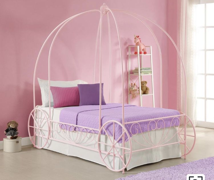 Twin canopy bed (pink). Frame only