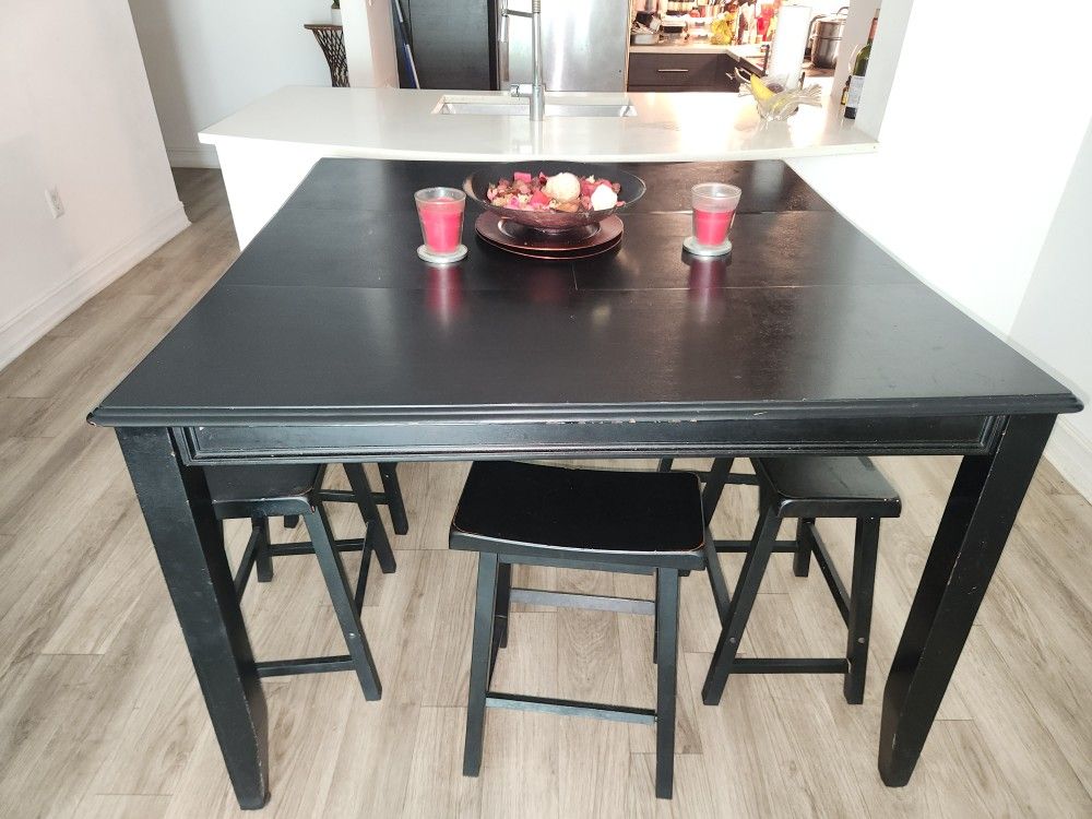 Black Wooden Expandable Dining Table