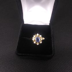14K Gold Tanzanite and Diamond Ring 