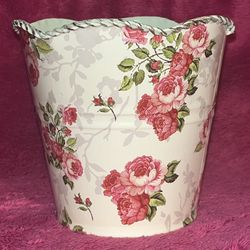 1-800 Flowers Budding Rose Tin Planter Pot Vase 5” x 5.5” NEW!