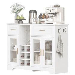 Sideboard Buffet Cabinet with Storage Buffet Table Wine Racks Glass Doors