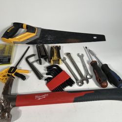 Mixed Tool Lot Bundle Milwaukee Hammer DeWalt Saw Wrenches Hex Keys Bits