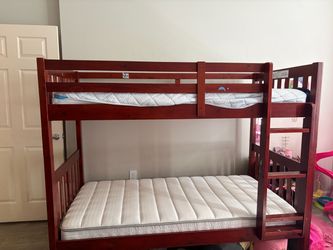Wood Bunk Bed Cherry/Dark Wood