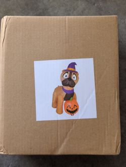 New Bulldog Halloween Inflatable Pumpkin 5ft