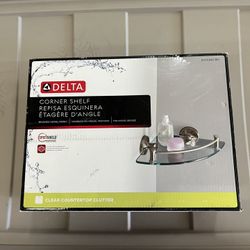 Delta 8 in. W Glass Corner Shelf in Brushed Nickel