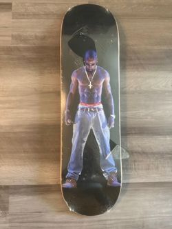 supreme skateboard deck tupac graphic art theme hip hop personality wood back