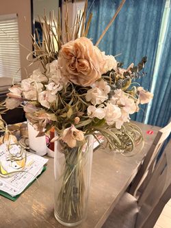 Artificial Floral Arrangement in Glass Vase