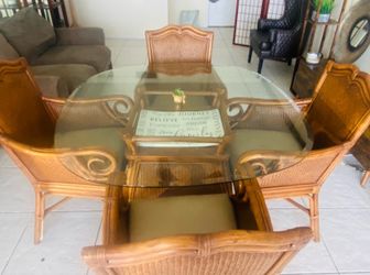 Sturdy Wooden Glass dining table $70