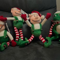 Stuffed Elves and a Frog w/Tags