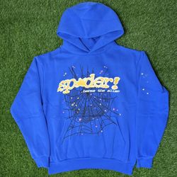 blue sp5der hoodie 