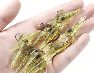 10boxes (10pcs/box) Of Soft Shrimp Fishing Lures With Hook And Storage Box