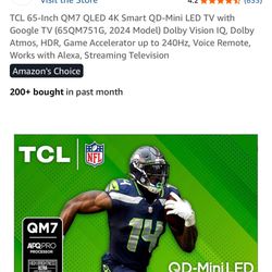 TCL QM7 65inch 4K HDR 120hz
