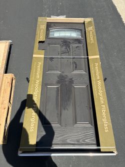 Masonite Front Door Croxley Camber Fiberglass Prehung, Cracked
