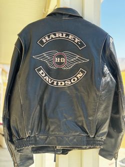 Harley-Davidson Black Leather Bomber Jacket with Winged HD Patch