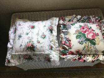 Four Ralph Laure Fabric Handmade Pillows, Vintage