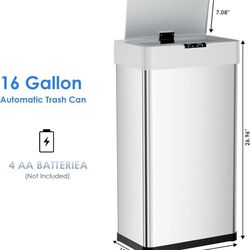 Sensor Trash Can, Touchless Motion Sensor Trash Bin, Smart Automatic Garbage Can with Soft-Close Lid, Bag Retainer Ring and Display Light,for Kitchen,