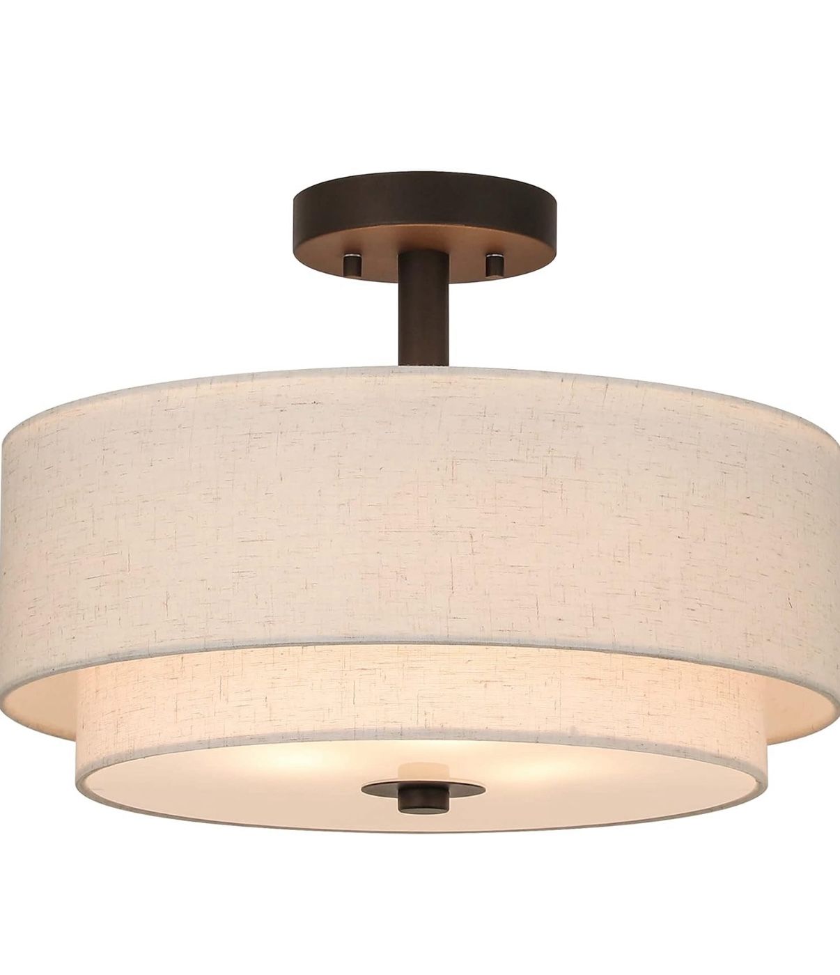 XiNBEi Lighting Drum Semi Flush Light, 3 Light Semi Flush Mount Ceiling Light Fixture