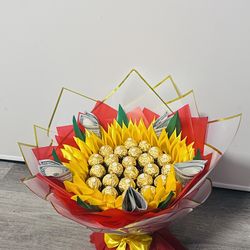 Ramo eterno de girasol con chocolates 🌻🍫