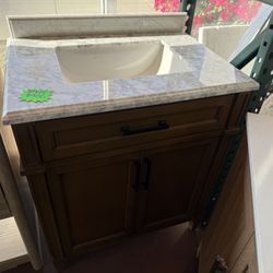 Caville 30 in. Single Sink Almond Latte Bath Vanity with Carrara Marble Top