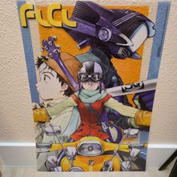 1999 Vintage Anime FLCL Fooly Cooly Poster Hard Plastic Clear Gainax