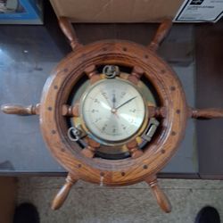 Nautical Clock  Solid Oak And Brass