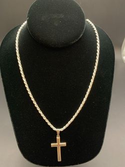 22" Silver rope chain with cross #35160