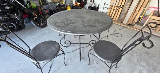 Wrought Iron and Wood Set