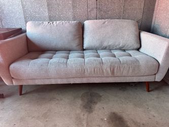 Mid-Century Modern Gray Tufted Sofar