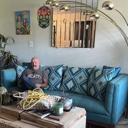 Joybird Mid Century Modern Sofa – Teal Couch 88” – Designer Furniture