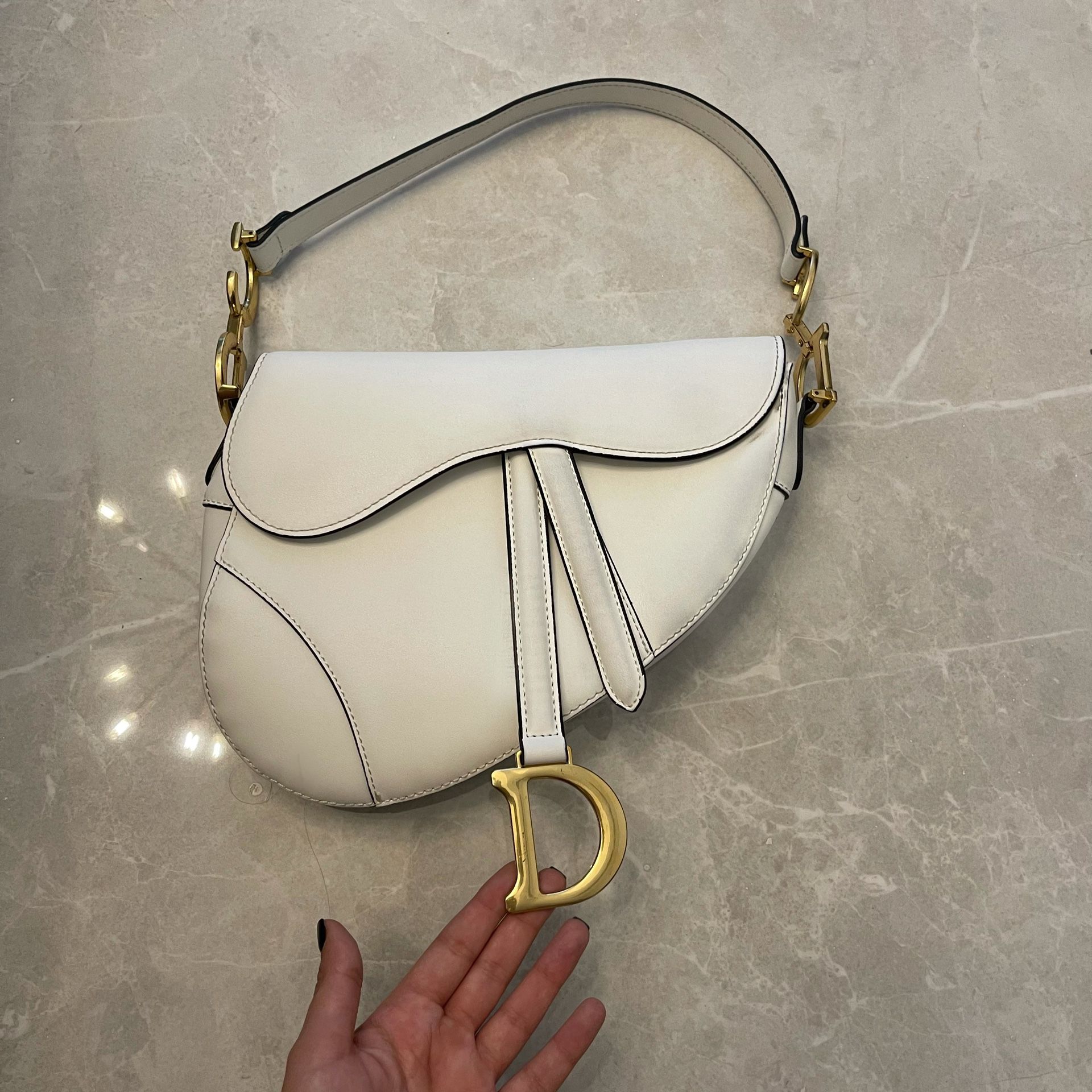 White Dior Saddle Bag 