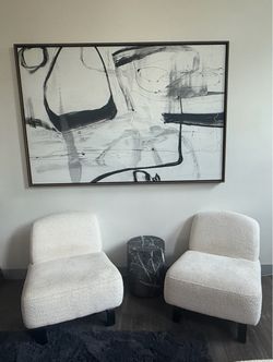 Pair of Modern White Bouclé Lounge Chairs (Set of 2)