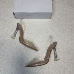 Aldo Women Bone Clear Solanti Sling Back Block Heels 