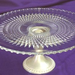 Vintage Duchin Creation Hobnob Crystal Cake Plate Featuring a Weighted Sterling Silver Pedestal Base APP5