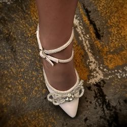 White Diamond Embellished Heels