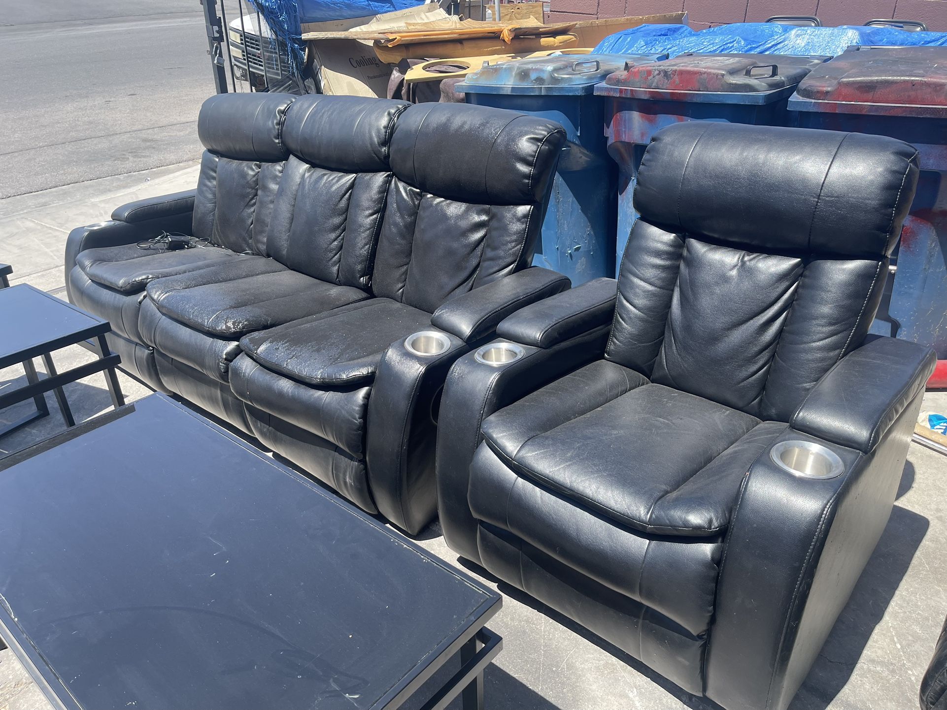 Reclining Sofa Set With Bluetooth Speakers And Lighted Cup holders