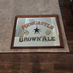 VINTAGE EXTRA LARGE New Castle Brown Ale ADVERTISING Bar Sign Mirror 32.5" x 24.75"