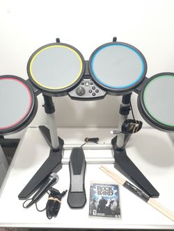 PS3 Rockband Wired Drumset/Microphone/Bass Pedal/Drumsticks/Rockband https://offerup.com/redirect/?o=VmlkZW9nYW1lLldvcmtz Great/Tested.