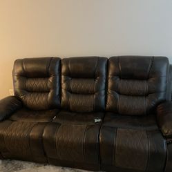 Leather Brown Couch 
