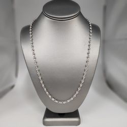 24"  Rhodium Plated 925 Sterling Silver Rolo Link Chain High Shine Finish