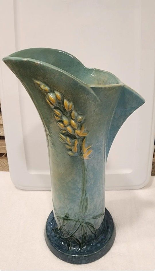 VINTAGE RARE BLUE Roseville Pottery Wincraft Floor Vase, Shape 288-15