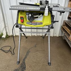 RYOBI 15 Amp 10 in. Compact Portable Corded Jobsite Table Saw with Folding Stand USED $175