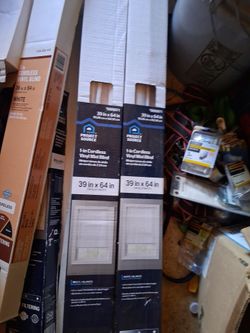 Project Source 1-in Cordless Vinyl Mini Blinds 39x64 White