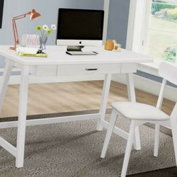 White Writing Desk + Chair Set
