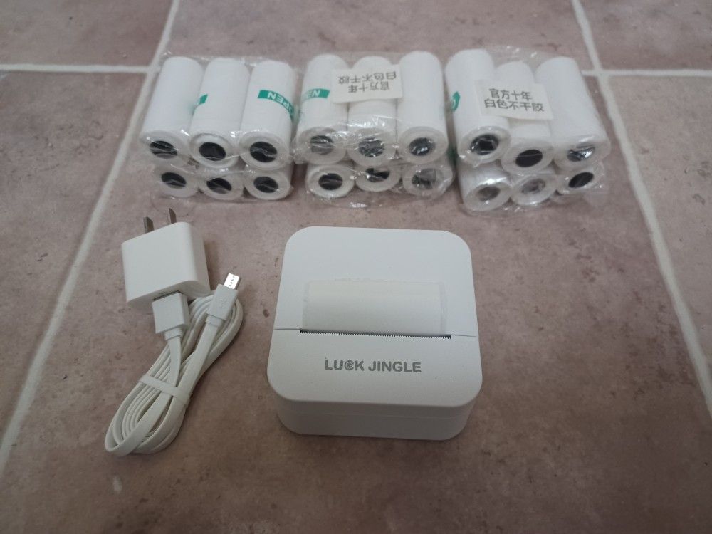 Mini Pocket Printer,Bluetooth Inkless Thermal Printer with 18 Rolls Thermal Paper and Sticker,Portable Wireless Smart Sticker Printer Compatible with